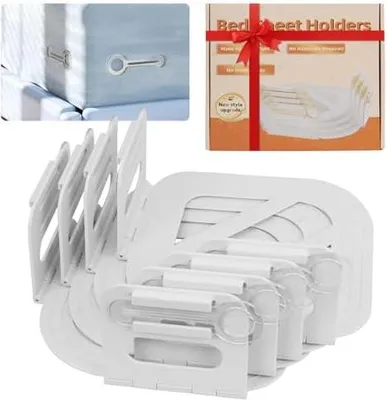 Produktbild von Zayin Bettlakenhalter, faltbar, geeignet für Matratzen über 10 cm, zusammenklappbarer Bettlakenhalter für Ecken, hält Bettlaken dicht und knitterfrei, langlebig und stabil