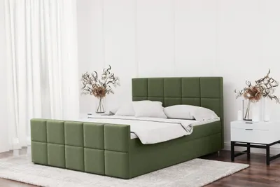 Produktbild von Boxspringbett Schlafzimmerbett JOST 200x200cm in Stoff Matt Velvet Olive
