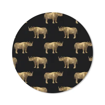 Produktbild von MuchoWow® Mauspad Mousepad Muster - Nashorn - Gold - Schwarz 20x20 cm - Mousepads - Maus Mat - Pad - Mausunterlage - Schreibtischmatte