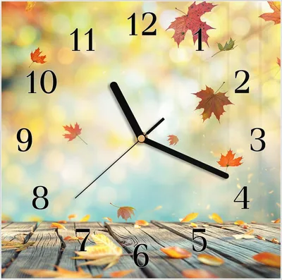 Produktbild von Wanduhr aus Glas mit Motiv Herbstlaub Wald- 30 x 30 cm - inkl. Aufhängesystem