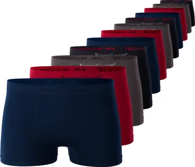 Produktbild von Vincent Creation® Boxershorts 12er Pack, Microfaser - Seamless L/XL schw/riored/grau/dunkelblau