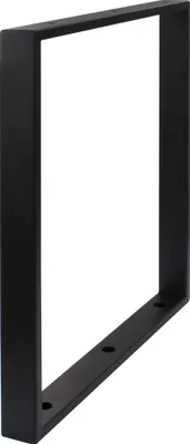 A black metal shelf bracket is shown against a white background.