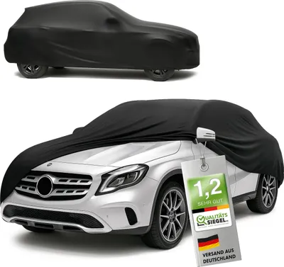 Produktbild von WALSER Premium Abdeckung Auto Indoor Stretch Plus Qualitätssieger * - Autoplane Indoor Abdeckplane Car Cover Auto Abdeckung Stoff Autogarage Größe 8 SUV/VAN schwarz