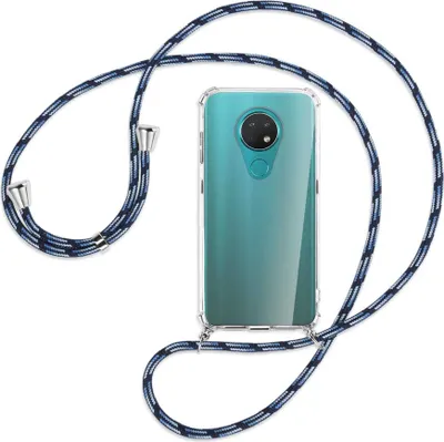 Produktbild von Handykette Backcover-Schutzhülle mit Band (Metall silberfarben) für Nokia 6.2 / 7.2 - Blautöne