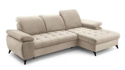 Produktbild von BEAUTYSOFA Ecksofa mit Schlaffunktion BELLO, Ottomane rechts, L-Form, Farbe: Beige (Whisper01)