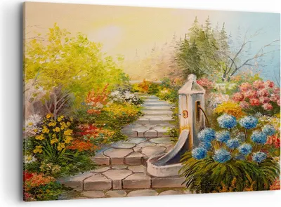 Produktbild von Bild auf Leinwand - Leinwandbild - Garten Blumen Sommer - 100x70cm - Wand Bild - Wanddeko - Leinwanddruck - Bilder - Kunstdruck - Wanddekoration - Leinwand bilder - Wandkunst - AA100x70-3694