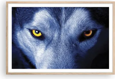 Produktbild von Gerahmtes Poster - Rahmen in heller Eiche - Schau der Wolf Augen - 91,5x61 cm - Wand Bild - Wanddeko - Wandbilder - Kunstposter - Wandposter - Bilderrahmen - Bilder - Kunstdruck - P2NAA91x61-4587