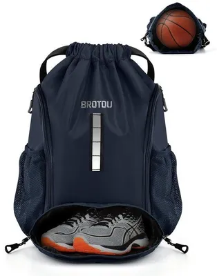 Productafbeelding van Dailygoods - BROTOU Gymtas, sporttas, voetbaltas, rugzak, trekkoord, sporttas met schoenenvak, trekkoord, waterdichte sporttas voor heren, dames, kinderen, jongeren