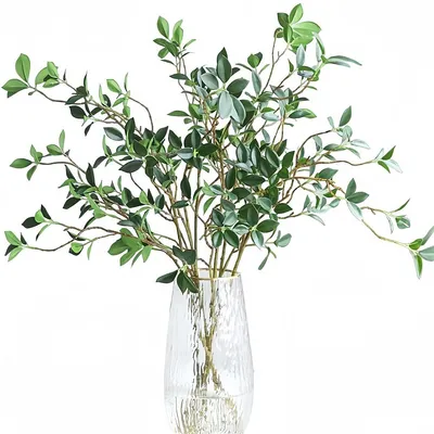 Productafbeelding van 110 cm lange kunstplantenstengels, groene takken, kunstplantenbladeren, kunstmatige eucalyptus takken, geschikt voor het vullen van vazen, voor tafeldecoratie, voor bruiloften, en voor decoratie in tuin en huis.