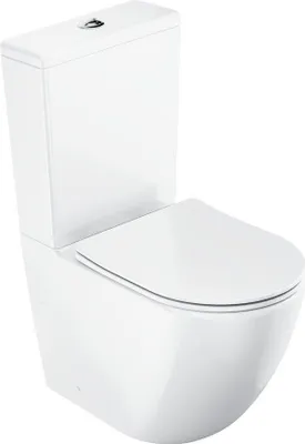 Produktbild von RAVAK Optima Stand-Kombi-WC mit Spülkasten spülrandlos WC-Sitz mit Absenkautomatik Geberit Spülmechanismus, weiß