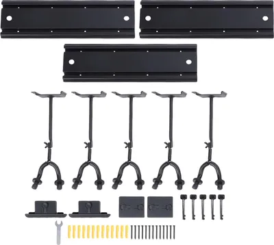 Image de Support de guitare mural avec 5 crochets réglables, suspension d'instruments de musique en métal pour guitares électriques acoustiques, basses