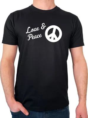 Produktbild von Huuraa Herren T-Shirt Love & Peace M Black Bio Baumwolle Fairtrade Herrenshirt Geschenkidee