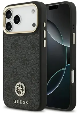 Produktbild von GUESS case passend für IPHONE 17 Pro Max kompatibel mit MagSafe GUHMP17XP4GRMDEK (PU W/ 4G Strass Logo) black