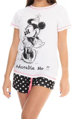 Imagen del producto de Pijama de mujer de Disney, diseño Minnie Mouse, color blanco, talla Small