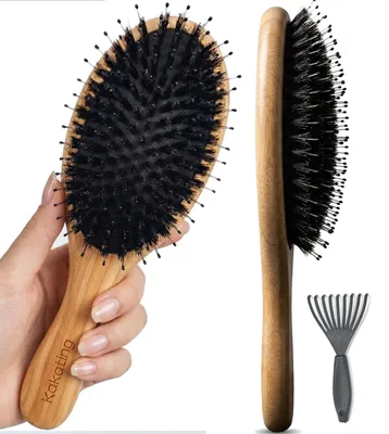Immagine prodotto di Spazzola per capelli con setole in nylon e setole di cinghiale – per capelli sani e lucenti