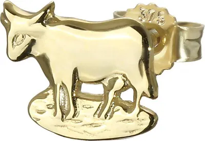 Produktbild von Einzel Kleine Kuh Stier 375er Gold 9 Karat Ohrstecker 9*8mm Ohrring Männer 4846