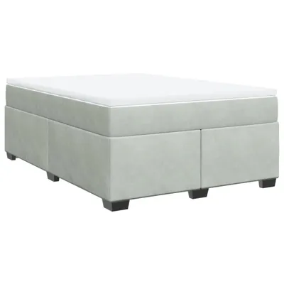 Produktbild von Boxspringbett mit Matratze Hellgrau 140x190 cm Samt