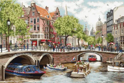 Zdjęcie produktu dla Zestaw do haftu krzyżykowego "Gold Collection Amsterdam" firmy Luca-S, schemat z oznaczeniem liczby oczek, wymiary: 47,5 x 32 cm
