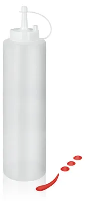 Zdjęcie produktu dla METALTEX 252964000, dozownik do sosów "Squeezy", pojemność 700 ml, wykonany z tworzywa sztucznego, przeznaczony do ketchupu, musztardy i innych sosów