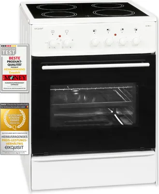Produktbild von Exquisit ECM 6-4 Elektro-Standherd | Glaskeramik | Ober- / Unterhitze |  Grill | Umluft | Weiß