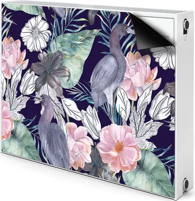 Produktbild von Magnet Heizkörperverkleidung Heizkörper-Abdeckung Heizung Heizkörper 110x60 cm  - Vögel, in, Blumen