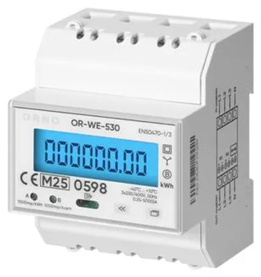 Immagine prodotto di Contatore elettrico trifase 3F su guida DIN ORNO OR-WE-530 digitale, RS-485, MID
