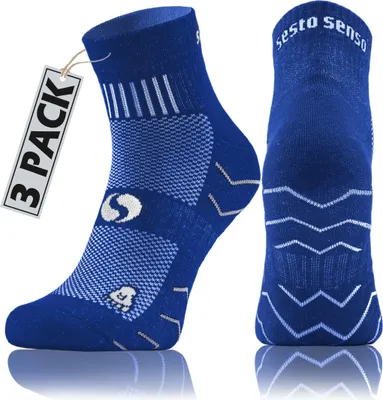 Produktbild von Sesto Senso Sportsocken – Bequeme, atmungsaktive Socken – Uni für Damen und Herren, Größe 43-47, Blau, 3er Pack