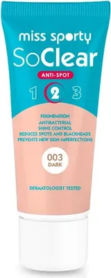 Zdjęcie produktu dla Miss Sporty So Clear Podkład maskujący niedoskonałości 003 Dark, 30ml