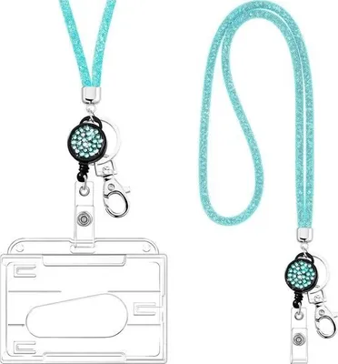 Produktbild von Kristall-Lanyard-Halskette – Auswelter und Schlüsselanhänger – 1 Stück – Blau – mit Strasssteinen