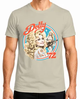 Zdjęcie produktu dla Koszulka męska z nadrukiem "Dolly Parton, 72 lata, legenda country, retro, Nashville", kolor: naturalny, rozmiar: M