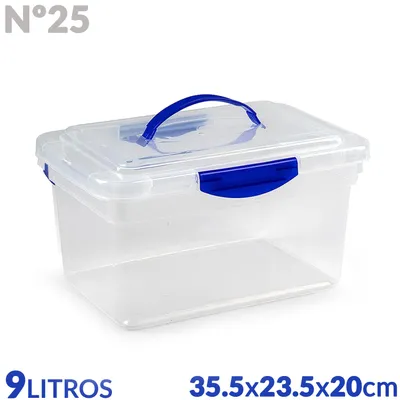 Image de Boîte de rangement transparente - Boîte en plastique avec couvercle - 9 litres - 35,5 x 23,5 x 20 cm - Poignées - Roulettes
