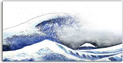 Produktbild von Coloray Acrylbild 120x60  Wandbild Acrylbilder Japanische Wellenkunst Aquarell Stil