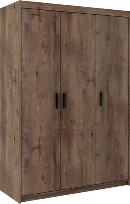 Produktbild von Masseno Drehtürenschrank ELENORA 133 cm Kleiderschrank Schlafzimmer Schrank 3-türig Braun