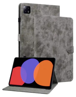 Image de Étui en simili cuir gris pour Xiaomi Pad 6 / 6 Pro 11, étui pour tablette Sand Tiger Case