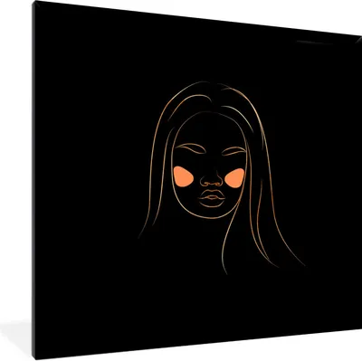 Produktbild von MuchoWow® Gerahmtes Poster Frau - Gold - Rosa - Strichzeichnung 40x40 cm - Poster mit Schwarzem Bilderrahmen Wandposter Rahmen Foto Bilder - Mit Rahmen - Wanddekoration Schlafzimmer