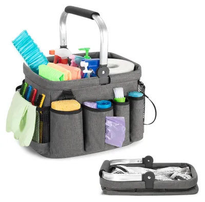 Reinigungsbeutel mit Griff, Mehrfachfächer, 20 l, Nylon, Grau