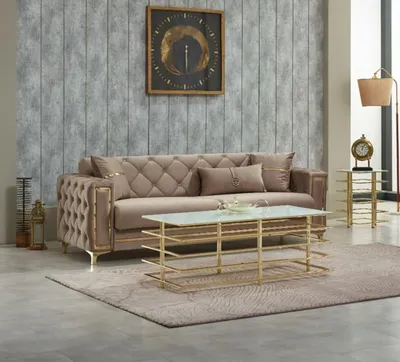 Zdjęcie produktu dla Luksusowa sofa trzyosobowa z tkaniny sofa tapicerowana sofa beżowa sofa 3 osobowa kanapy