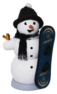 Produktbild von Drechslerei Kuhnert - Räucherfigur Schneemann mit Snowboard - Größe ca. 13cm, für Räucherkerzen Größe M (Standard) - 35015