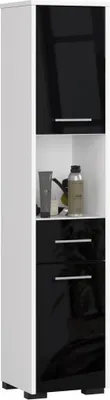 Image de Meuble de salle de bain avec tiroir MERALYA - blanc / noir brillant