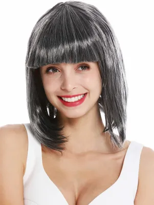Produktbild von WIG ME UP Perücke Longbob glatt Pony Schwarz Grau Mix 0073-3-ZA103-ZA68A