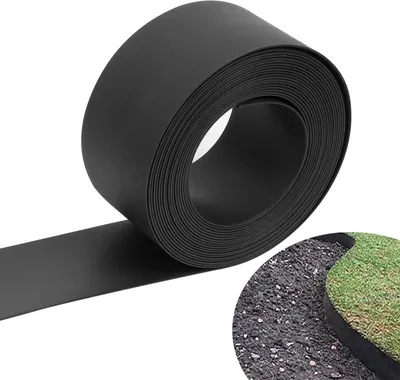 Produktbild von EINFEBEN Rasenkanten (Hoehe 12,5 cm Laenge 10 m, Schwarz) Beeteinfassung Rund Beetumrandung Einfache Montage fuer Kurven Blumenbeet Umrandung unsichtbar Rasen aus stabilem Plastik Maehkante