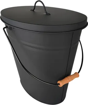 Produktbild von Mehrzweckeimer schwarz mit Deckel 12,5 l oval mit Holzgriff