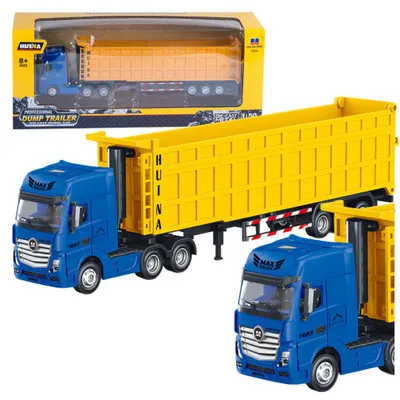 Produktbild von LKW mit Volumenauflieger Metall Gelb Huina 1:50