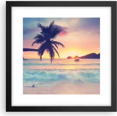 Produktbild von Gerahmtes Poster - Schwarzer Rahmen - Meer Strand Palme - 30x30 cm - Wand Bild - Wanddeko - Wandbilder - Kunstposter - Wandposter - Bilderrahmen - Bilder - Kunstdruck - Wandbild - P2BAC30x30-3992