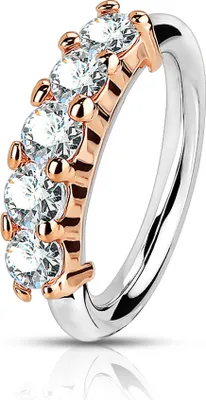Produktbild von viva-adorno Nasenring Nasenpiercing Piercing Hoop Ring Kristalle Tragus Helix Cartilage Ohrpiercing Z523,rosegold 1,2mm