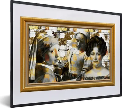 Produktbild von MuchoWow® Gerahmtes Poster Kunst - Alte Meister - Rahmen - Gold 40x30 cm - Poster mit Schwarzem Bilderrahmen Wandposter Rahmen Foto Bilder - Bilderrahmen - Poster im Rahmen