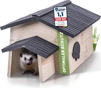Produktbild von PATKAR Igelhaus Winterfest mit Boden [SCHÜTZT VOR FRESSFEINDEN] - Premium Igelfutterhaus ( Europe) - Hochwertige Igelhäuser Igel Haus - Igel Schlafhaus Igel Futterhaus - Igelhotel Igelhöhle