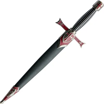 Produktbild von Dolch der Templer schwarz-silber-rot mit Kreuzen
