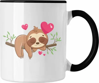 Produktbild von Trendation - Süßes Faultier Tasse Grafik Geschenk für Freundin (Schwarz)
