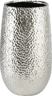 Immagine prodotto di Boltze Vase Lajos (Farbe Silber, Höhe 31 cm, Blumentopf, Metallic-Optik) 5339500
